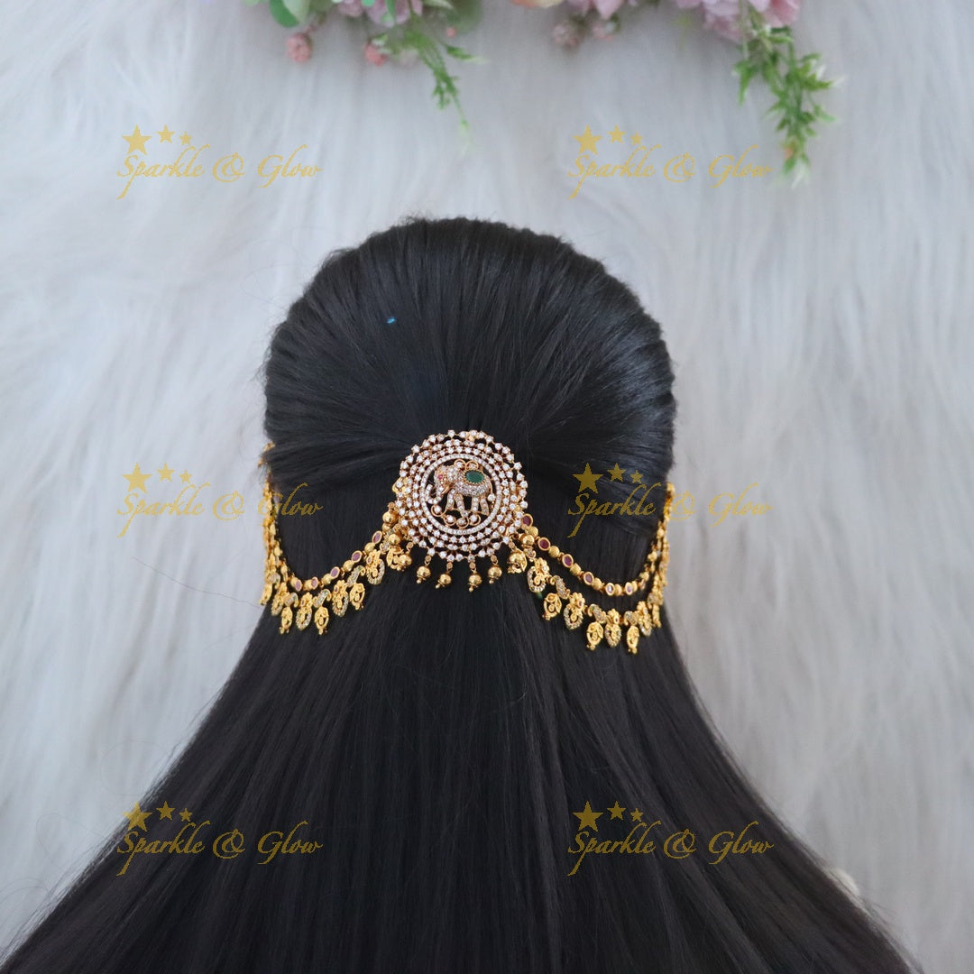 Exquisite CZ Elephant Jadabilla Set for Elegant Hair