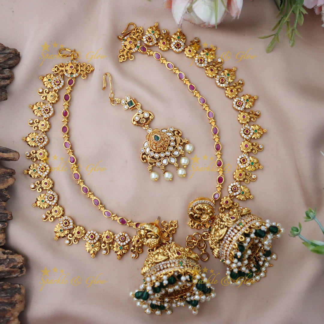 Elegant Bridal Earrings & Maang Tikka Combo Set Online