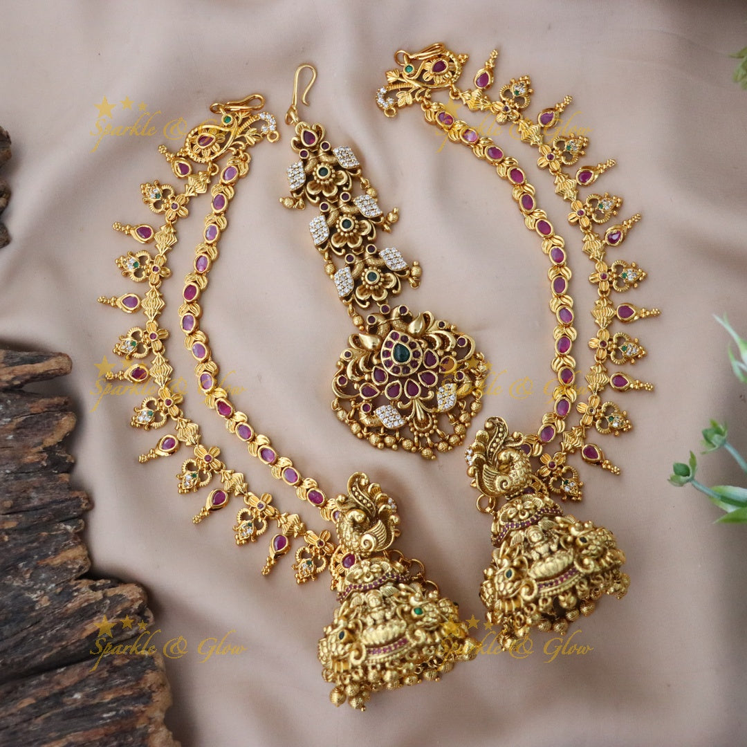 Elegant Lakshmi Peacock Jewelry Set