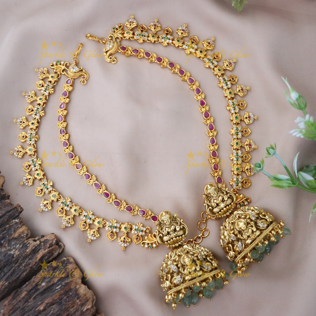 Elegant Mahalakshmi Earrings with Earchain Set