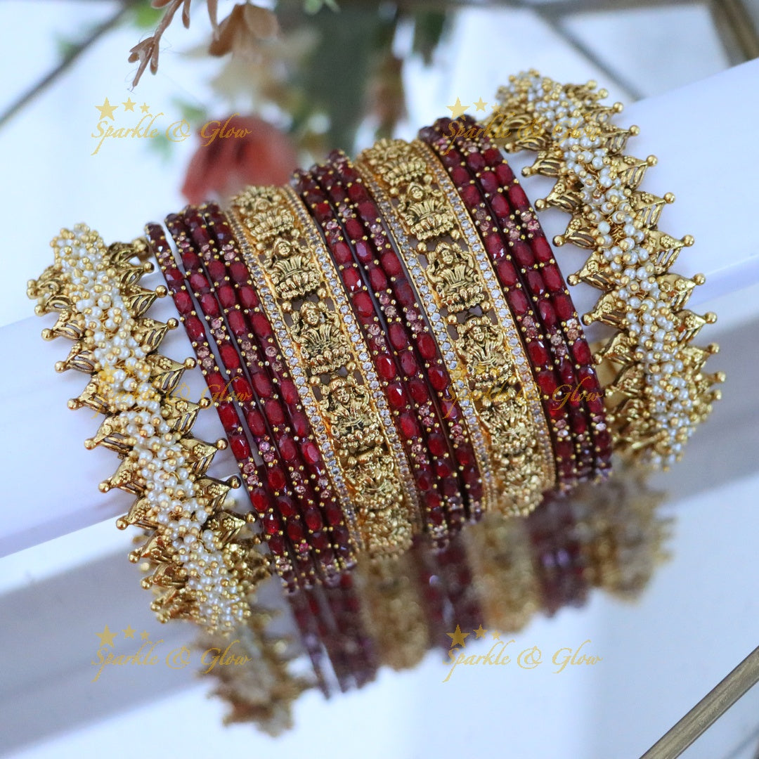 Ornate Lakshmi Temple Bangles for Bridal Elegance
