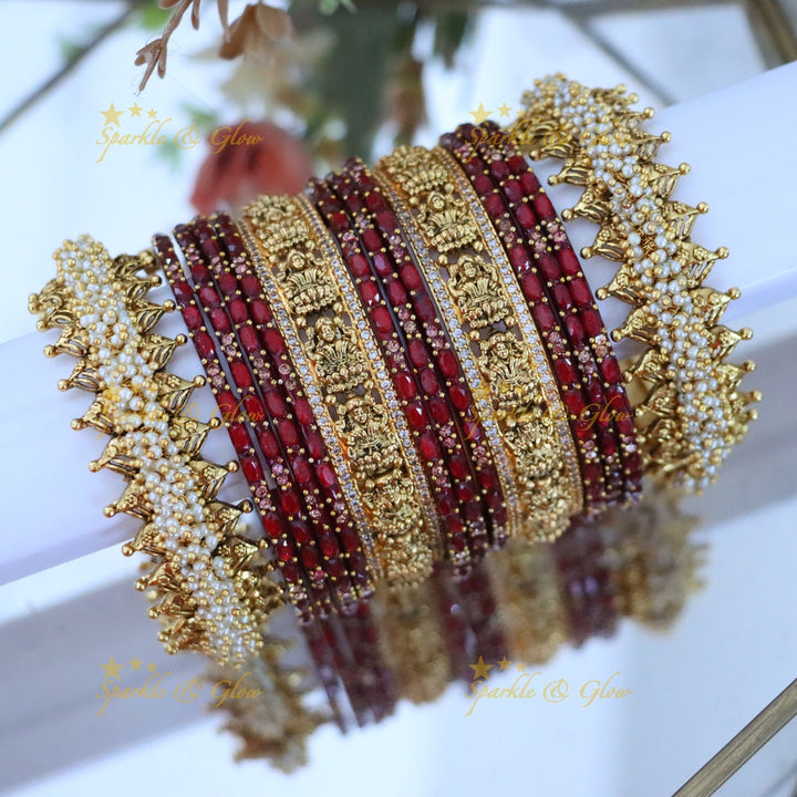 Ornate Lakshmi Temple Bangles for Bridal Elegance