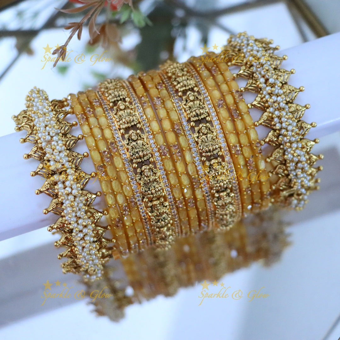 Ornate Lakshmi Temple Bangles for Bridal Elegance