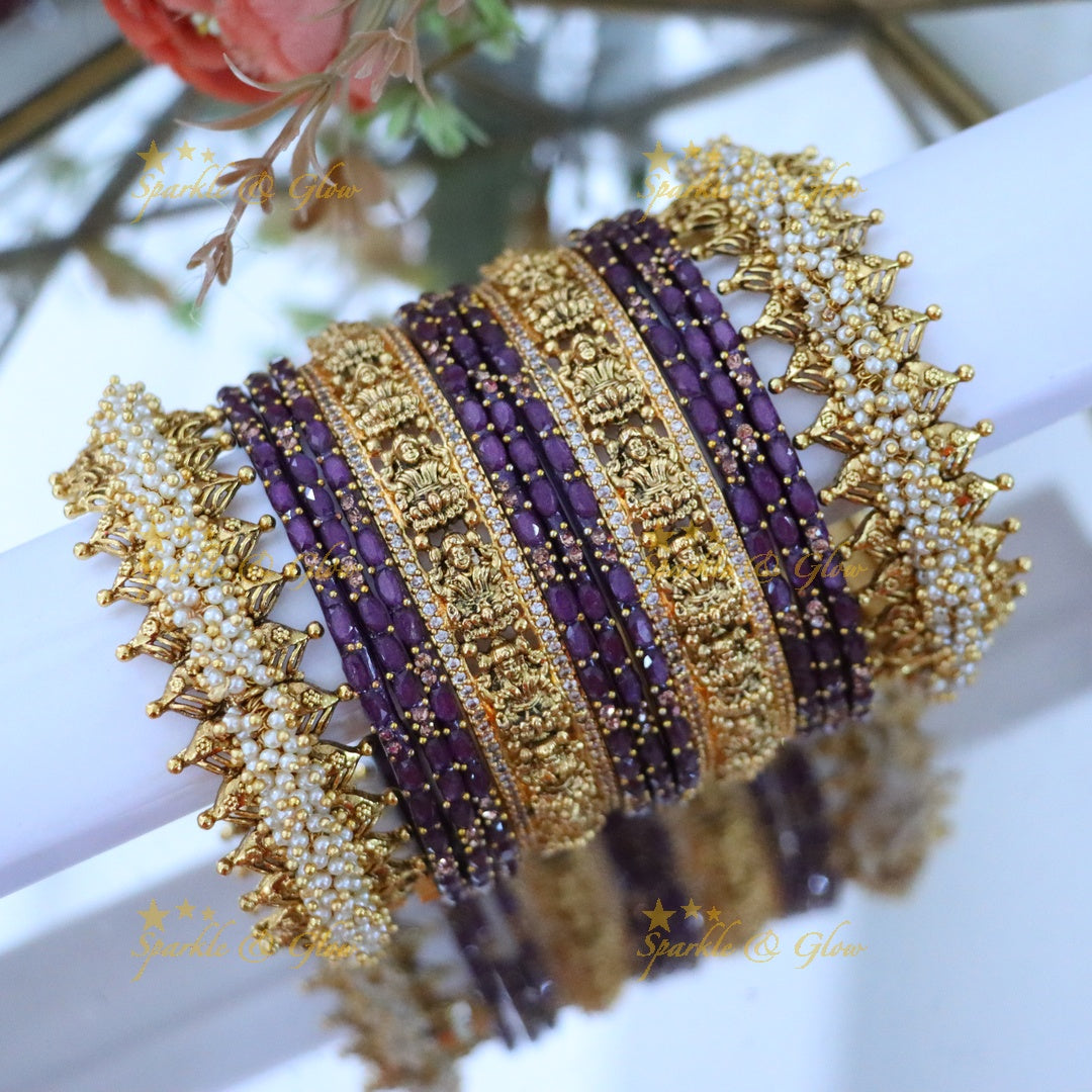 Ornate Lakshmi Temple Bangles for Bridal Elegance