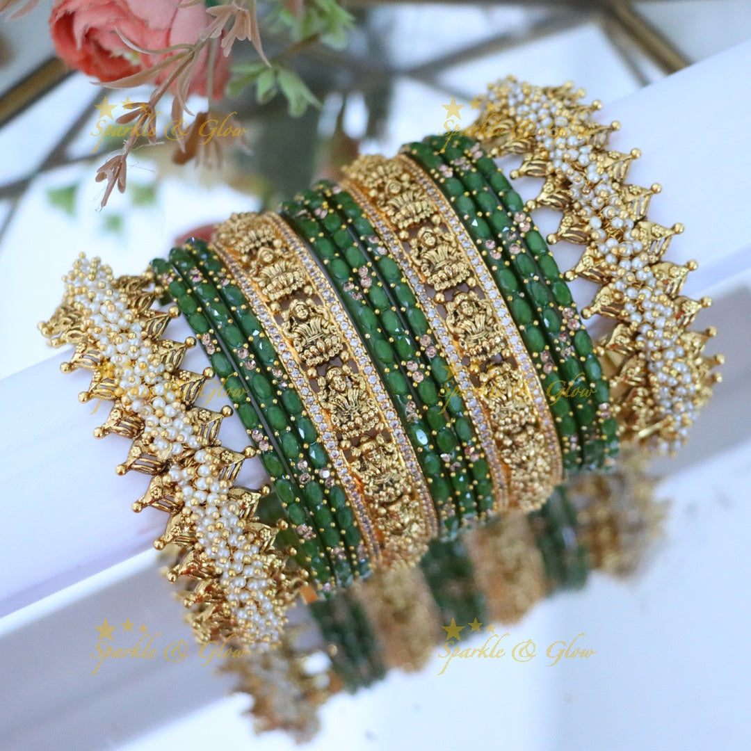 Ornate Lakshmi Temple Bangles for Bridal Elegance