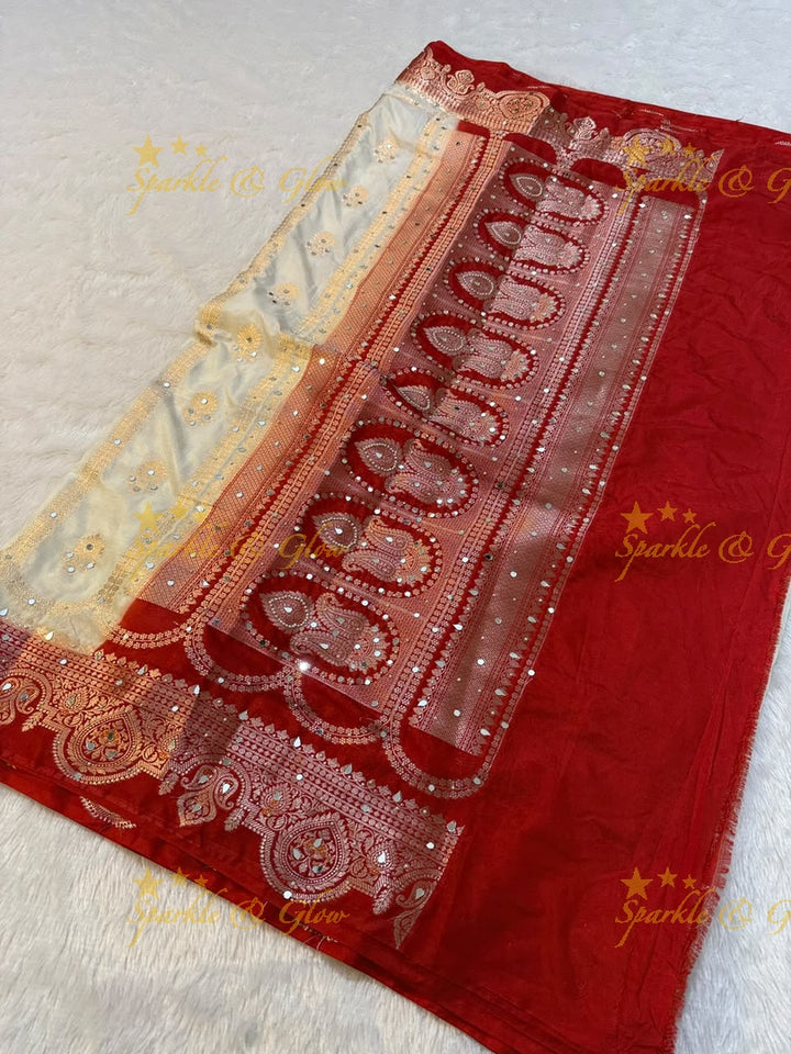 Banarasi Georgette Silk Saree with Elegant Mirror Work