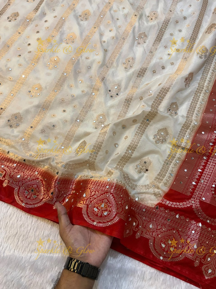 Banarasi Georgette Silk Saree with Elegant Mirror Work