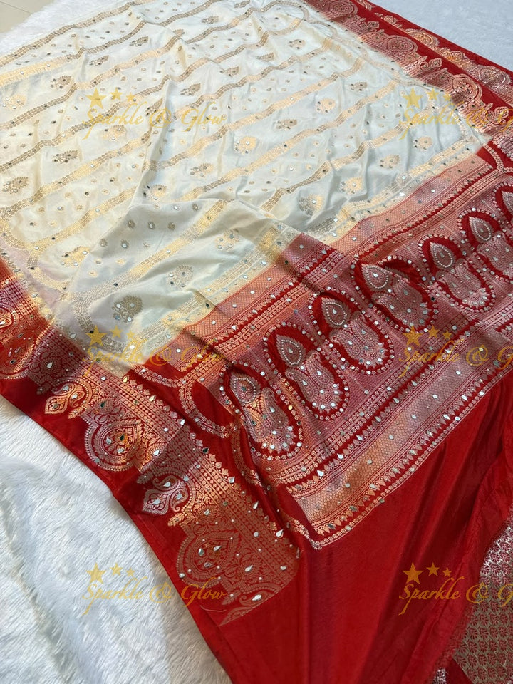 Banarasi Georgette Silk Saree with Elegant Mirror Work