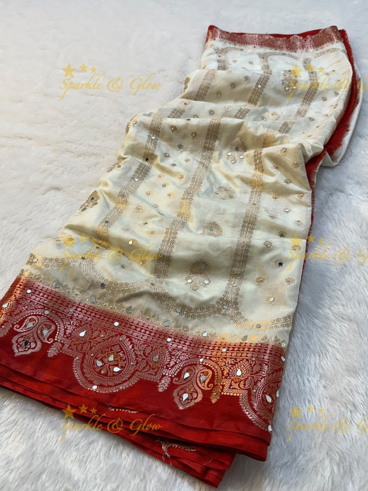 Banarasi Georgette Silk Saree with Elegant Mirror Work