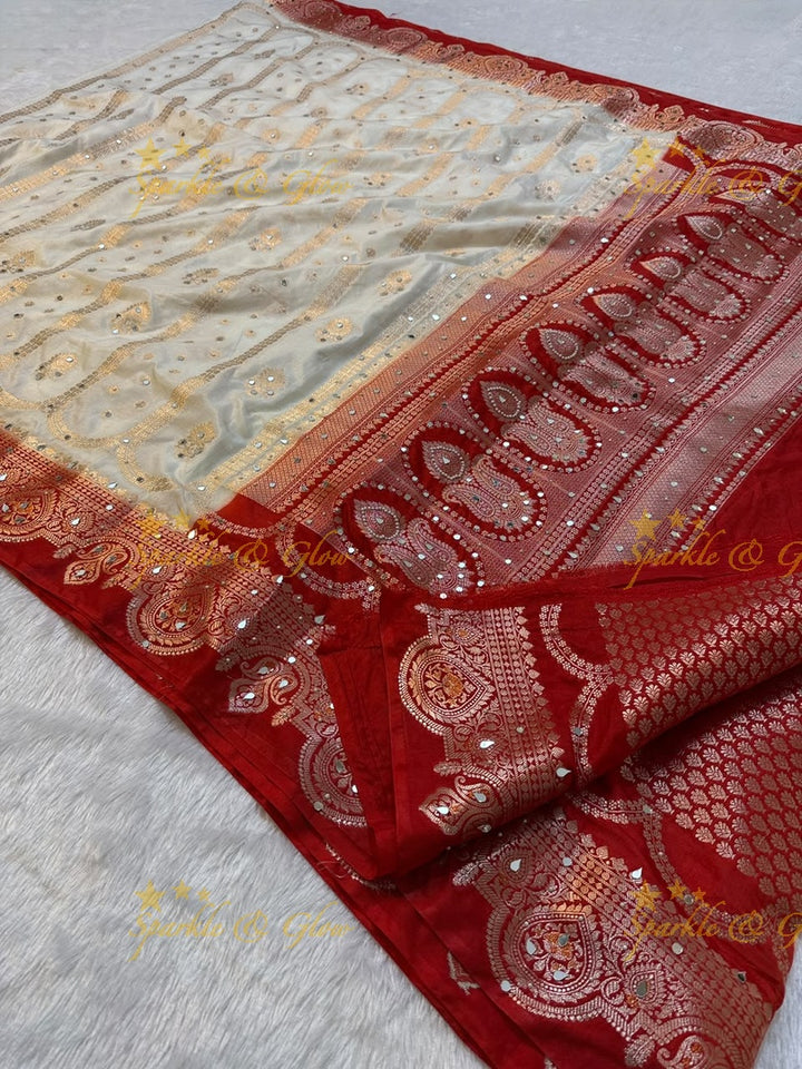 Banarasi Georgette Silk Saree with Elegant Mirror Work