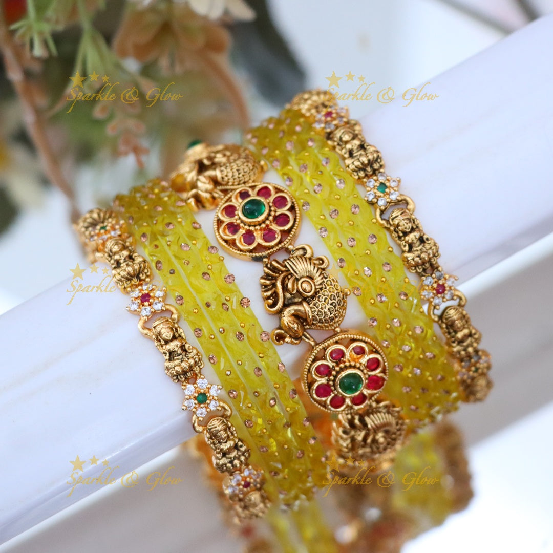Exquisite Peacock Lakshmi Bridal Bangle Set