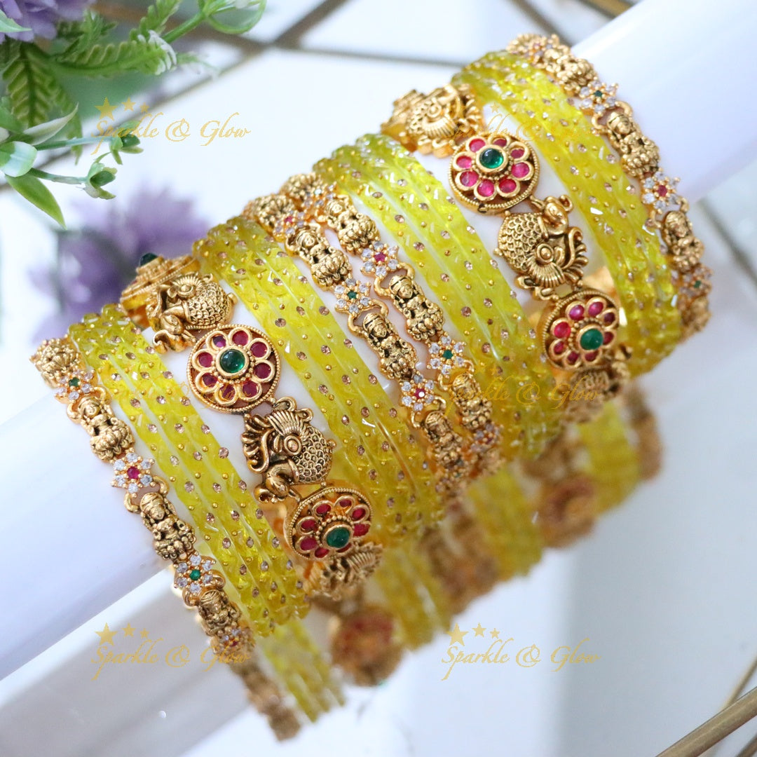Exquisite Peacock Lakshmi Bridal Bangle Set