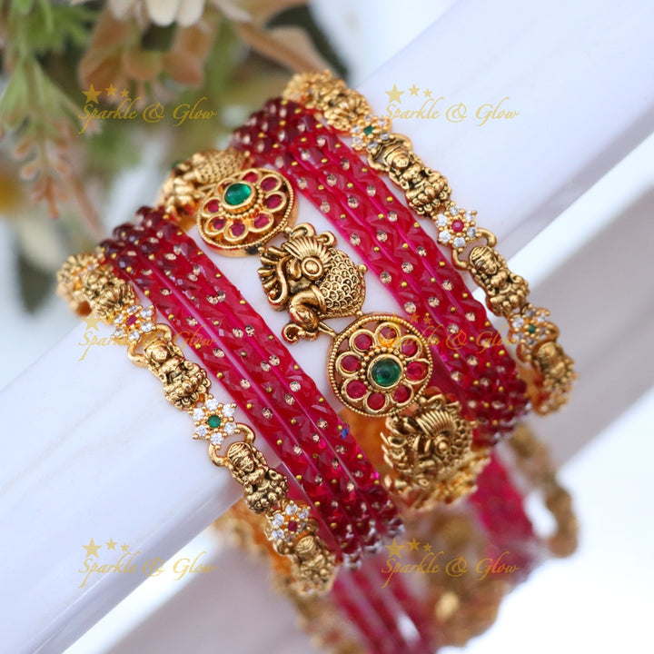 Exquisite Peacock Lakshmi Bridal Bangle Set