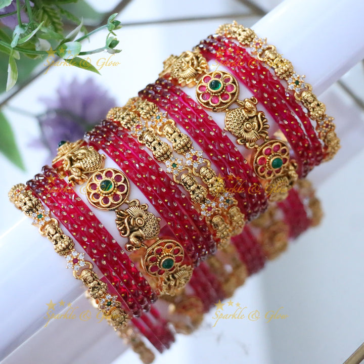 Exquisite Peacock Lakshmi Bridal Bangle Set