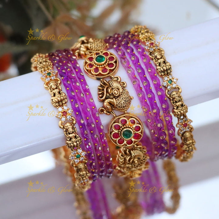 Exquisite Peacock Lakshmi Bridal Bangle Set