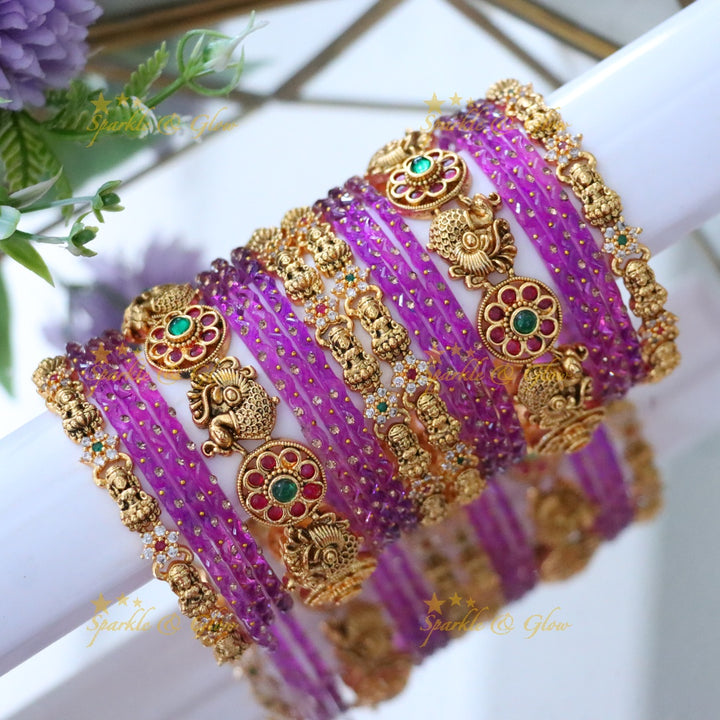 Exquisite Peacock Lakshmi Bridal Bangle Set