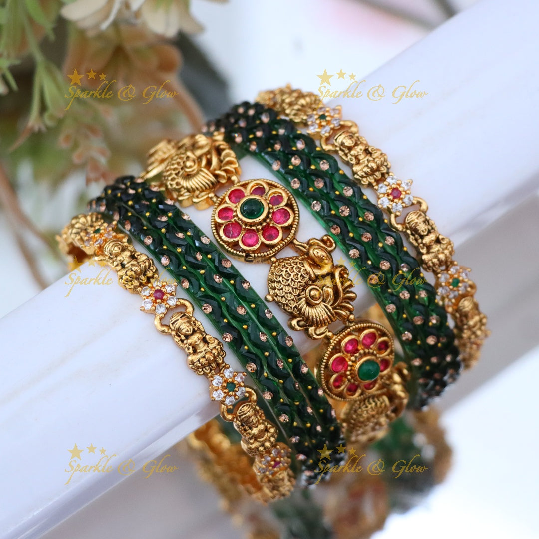 Exquisite Peacock Lakshmi Bridal Bangle Set