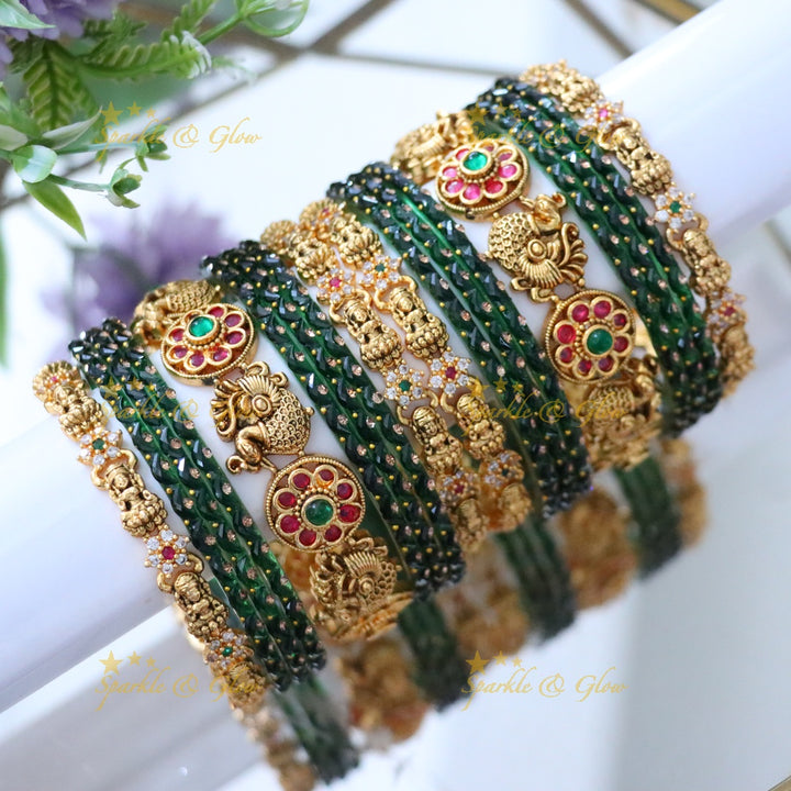 Exquisite Peacock Lakshmi Bridal Bangle Set