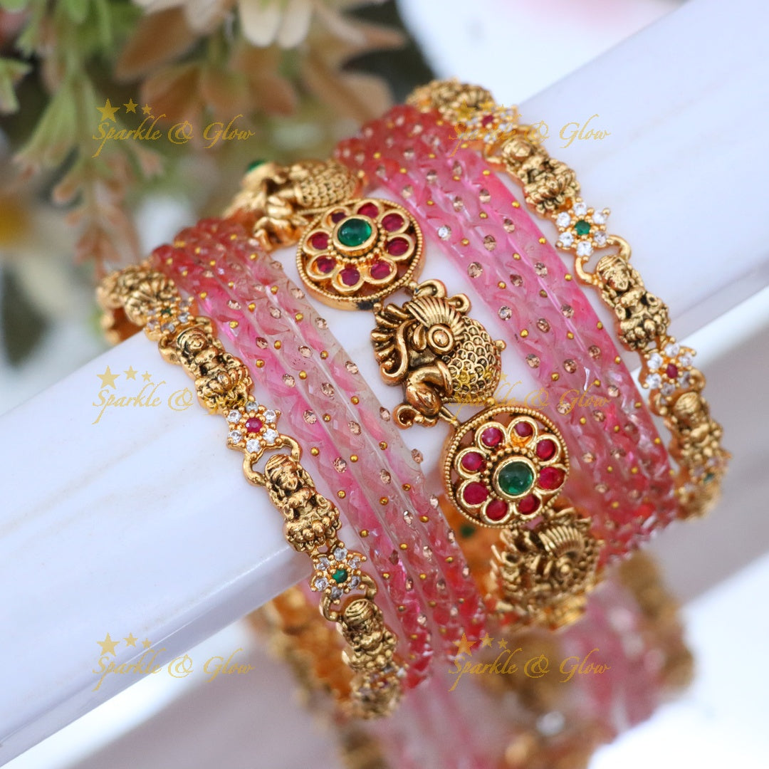 Exquisite Peacock Lakshmi Bridal Bangle Set