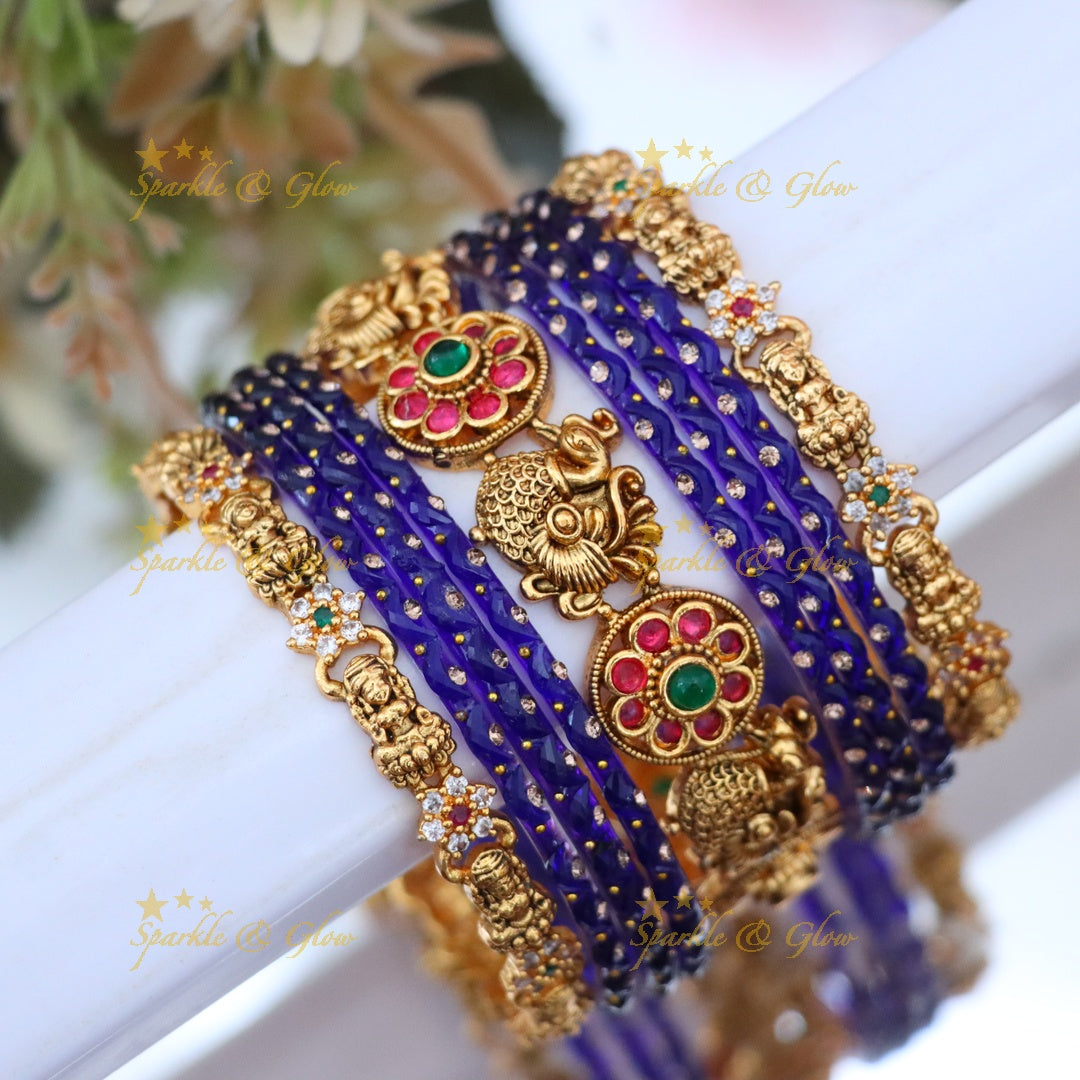 Exquisite Peacock Lakshmi Bridal Bangle Set