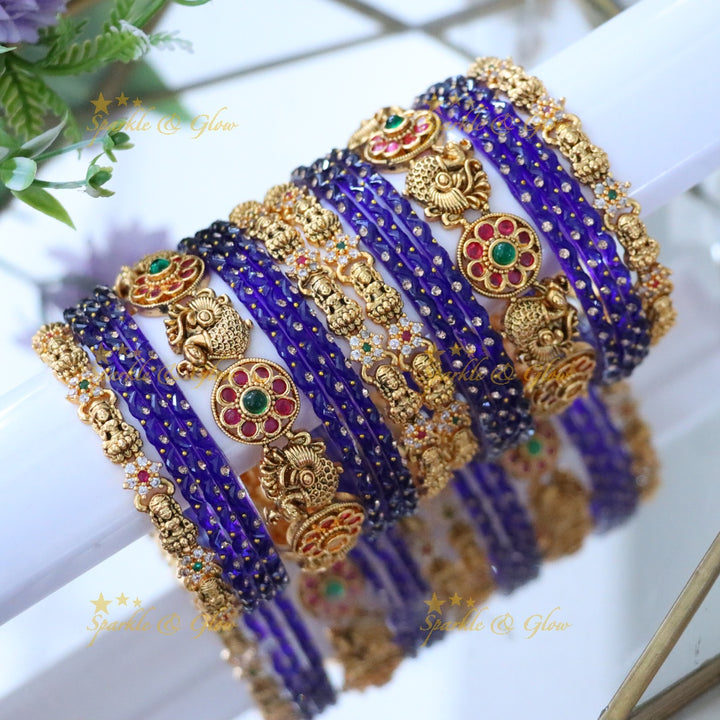 Exquisite Peacock Lakshmi Bridal Bangle Set