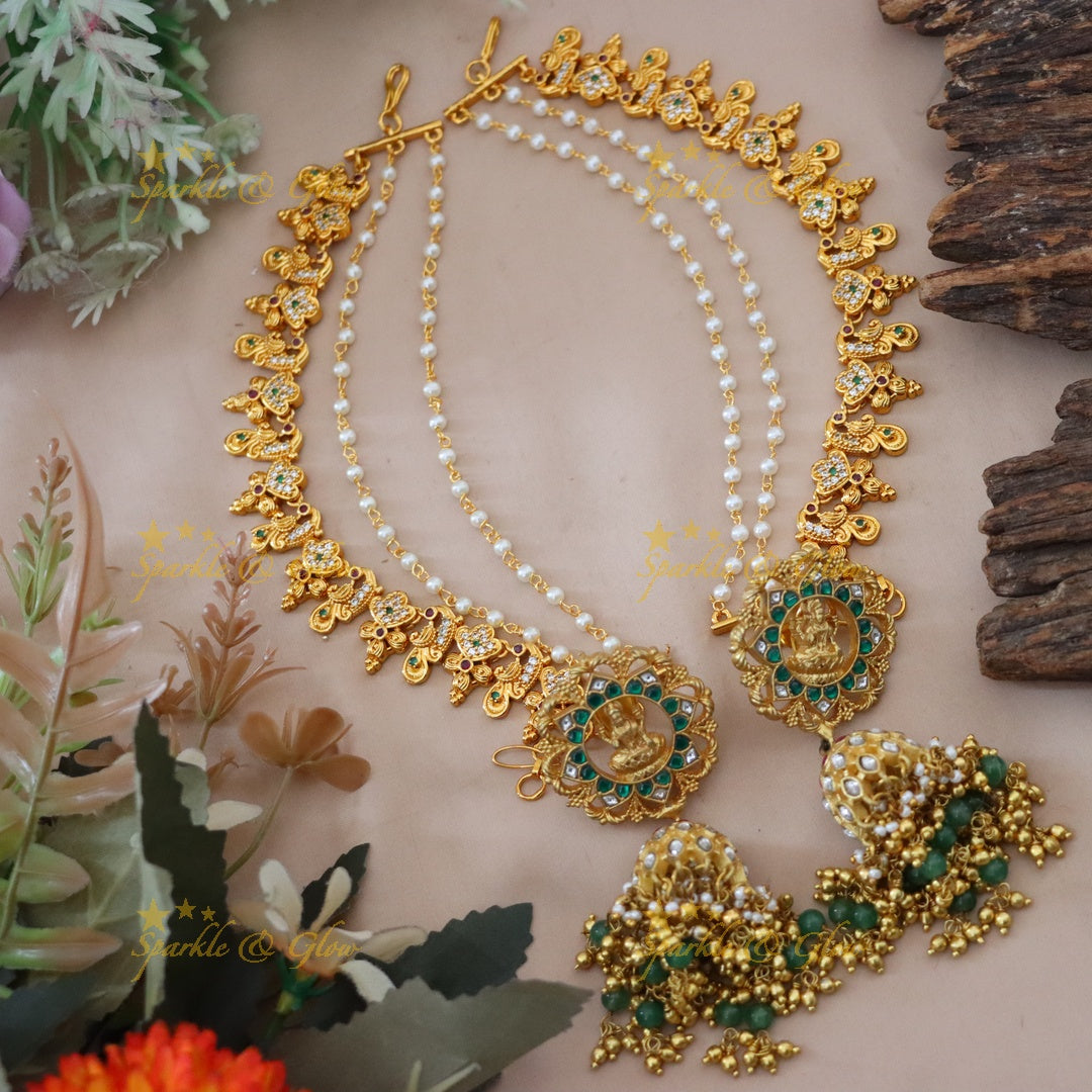 Exquisite Jadau Kundan Lakshmi Earrings Combo