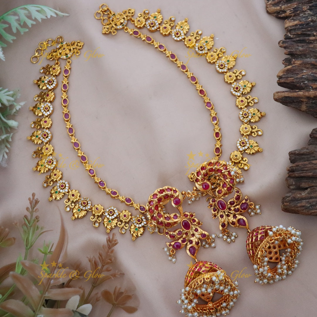 Exquisite Peacock Kemp Earrings Set with Earchain