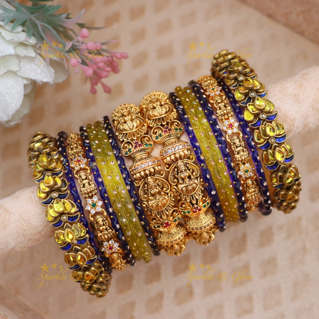 Exquisite Silk Thread Lakshmi Bridal Bangle Set