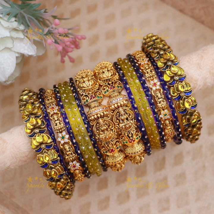 Exquisite Silk Thread Lakshmi Bridal Bangle Set