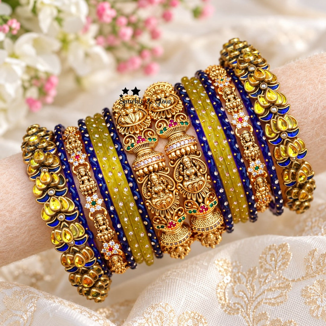 Exquisite Silk Thread Lakshmi Bridal Bangle Set