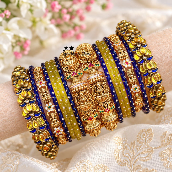 Exquisite Silk Thread Lakshmi Bridal Bangle Set