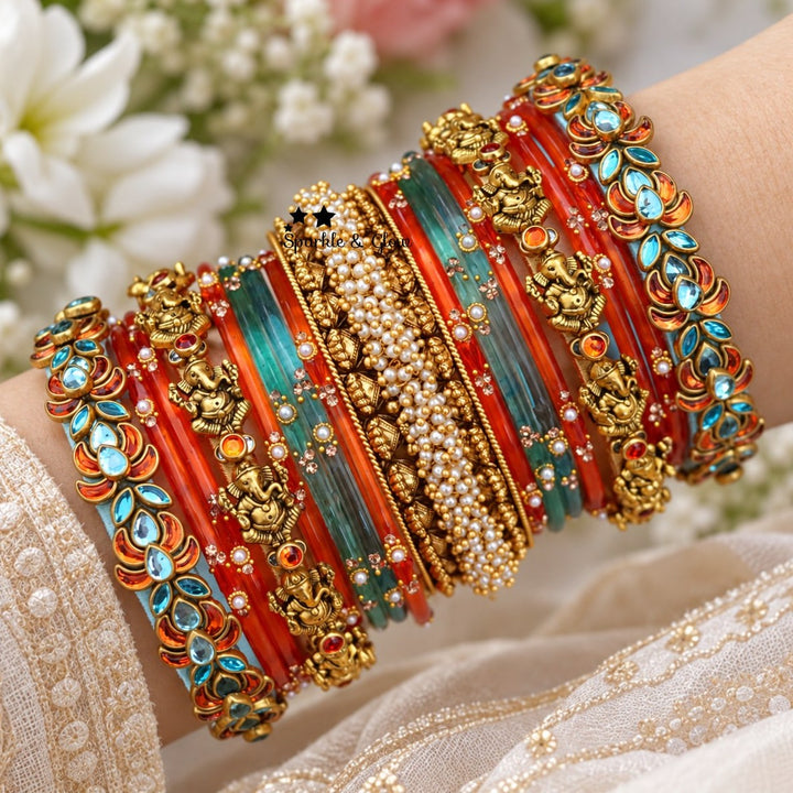 Exquisite Ganesha Kundan Bridal Bangles Set
