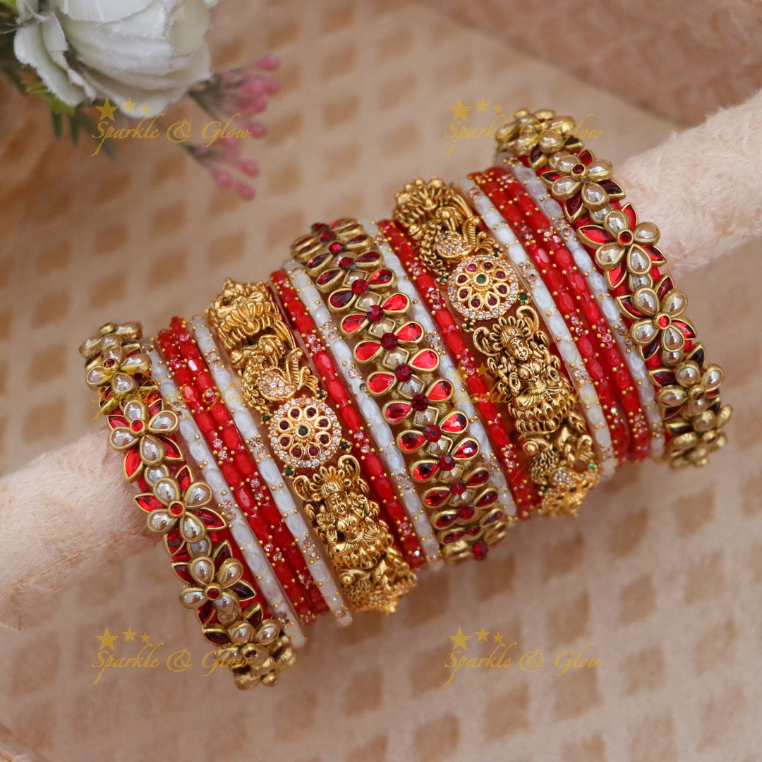 Elegant Bridal Peacock Silk Thread Bangle Set