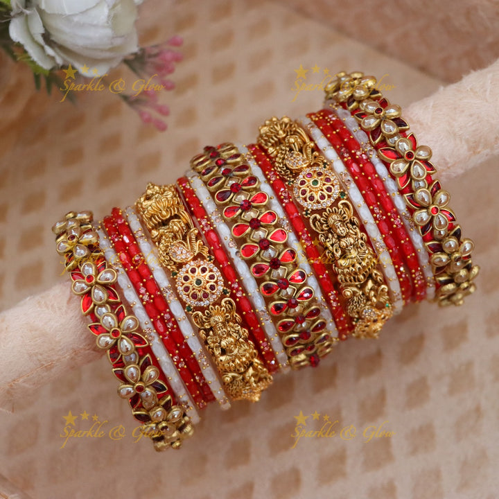 Elegant Bridal Peacock Silk Thread Bangle Set
