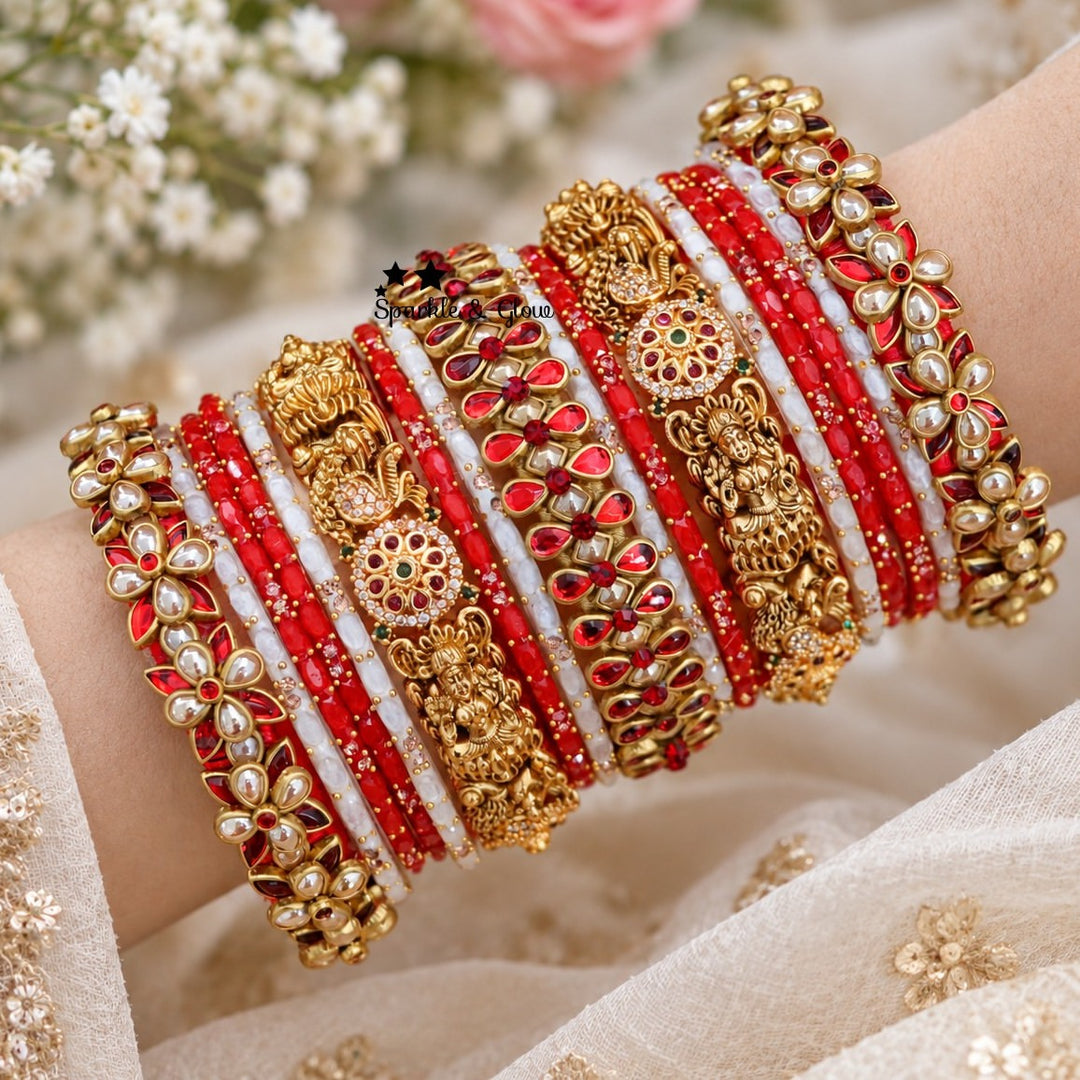 Elegant Bridal Peacock Silk Thread Bangle Set