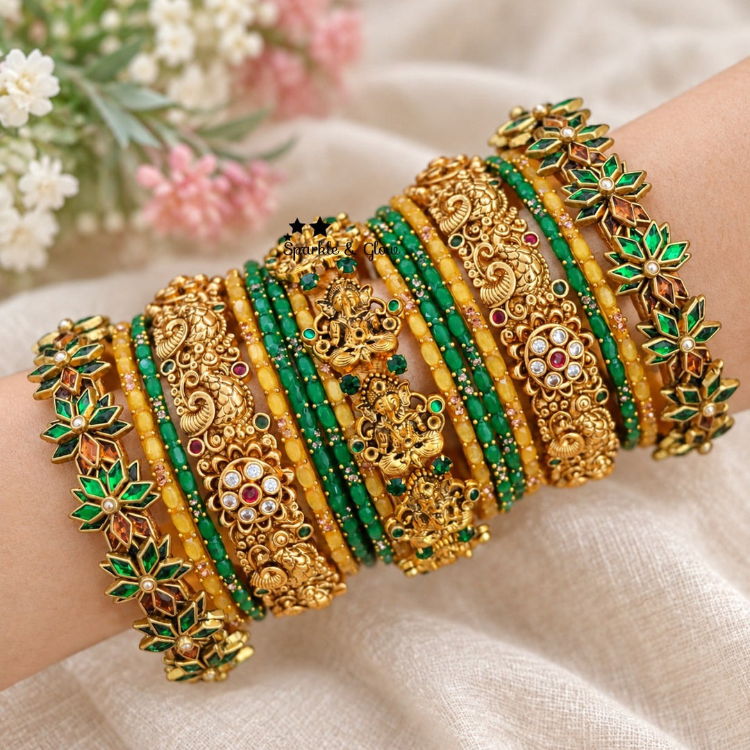 Elegant Silk Thread Kundan Bangles - Perfect for Brides