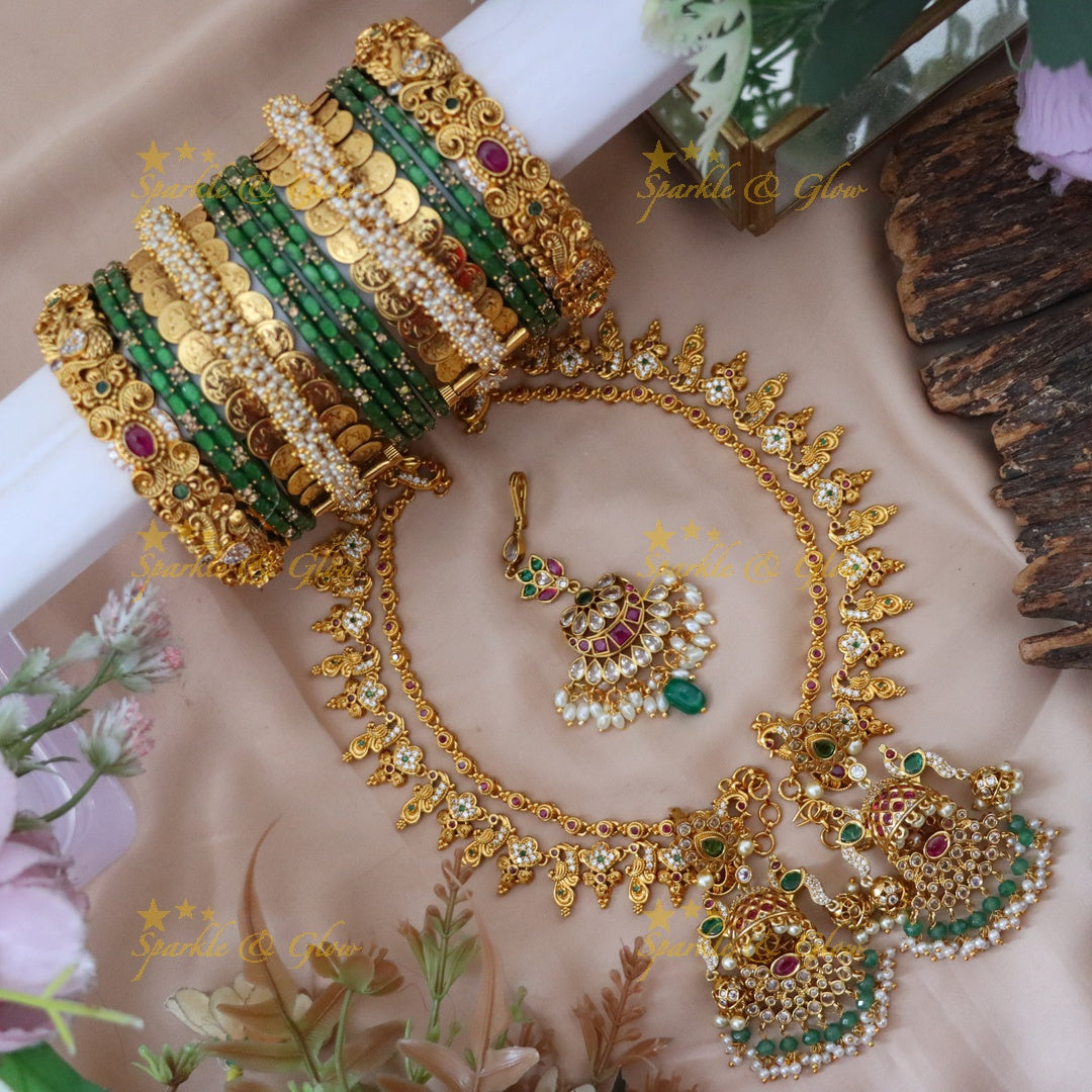 Elegant Bridal Peacock Jewellery Set & Bangles