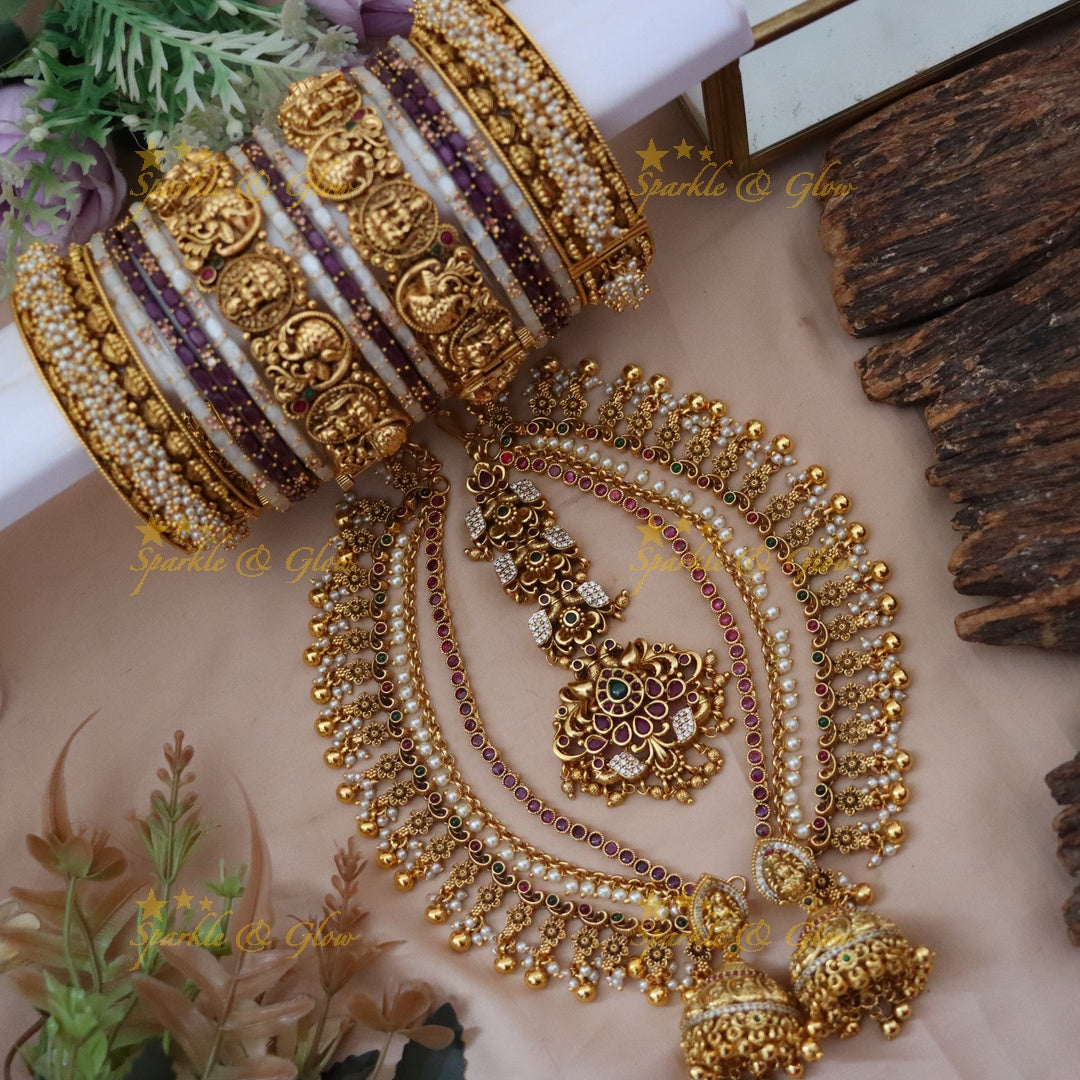 Exquisite Bridal Lakshmi Peacock Jewelry Set