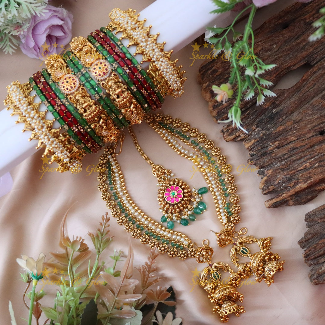 Exquisite Lakshmi Peacock Bangles & Earrings Combo