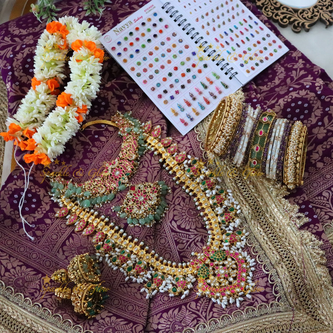 Banarasi Saree & Imitation Jewelry Set | Graceful Attire