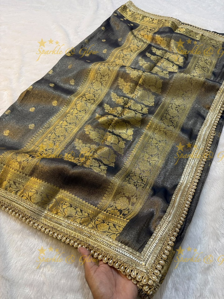 Exquisite Tissue Katan Saree with Gold Zari Design