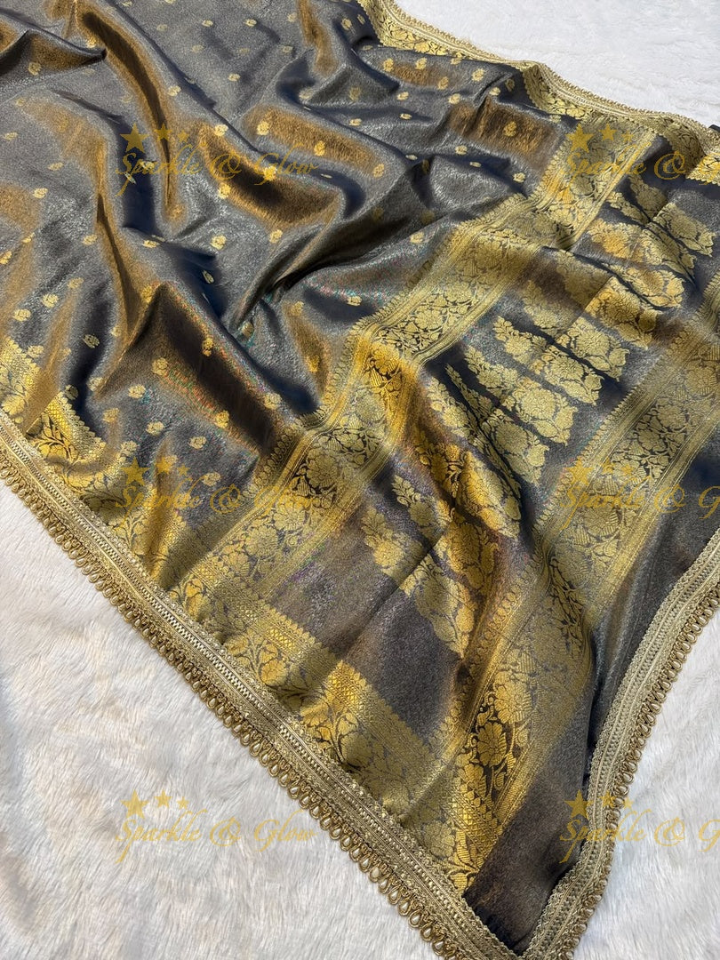 Exquisite Tissue Katan Saree with Gold Zari Design