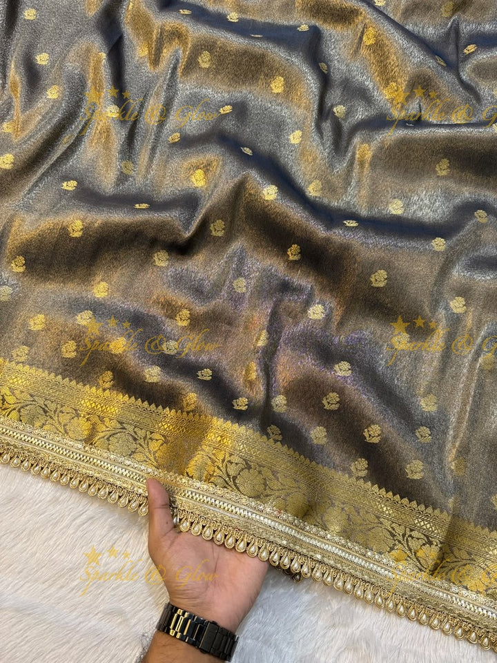 Exquisite Tissue Katan Saree with Gold Zari Design