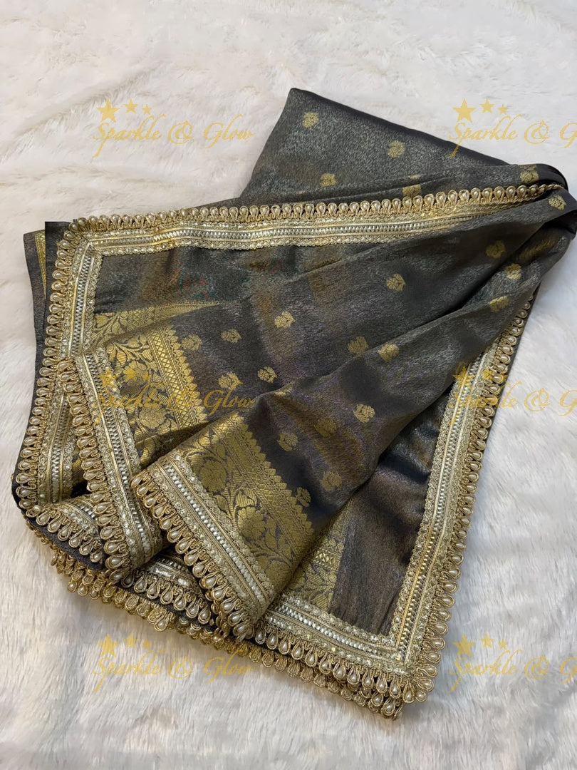 Exquisite Tissue Katan Saree with Gold Zari Design