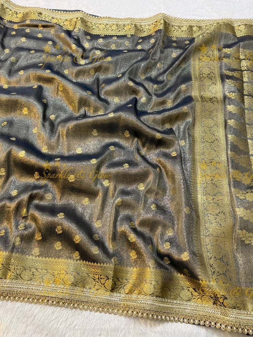 Exquisite Tissue Katan Saree with Gold Zari Design