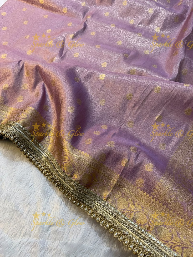 Exquisite Tissue Katan Saree with Gold Zari Design