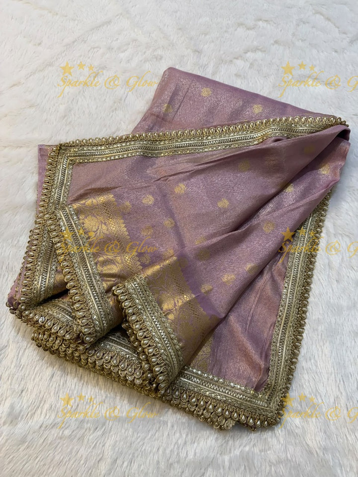 Exquisite Tissue Katan Saree with Gold Zari Design