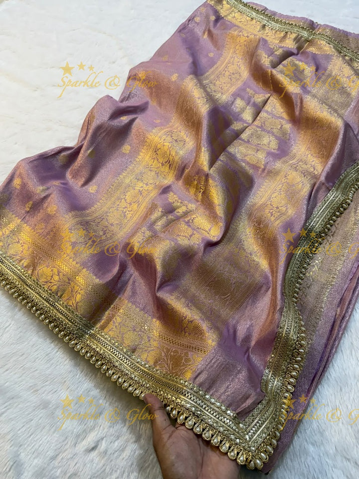 Exquisite Tissue Katan Saree with Gold Zari Design