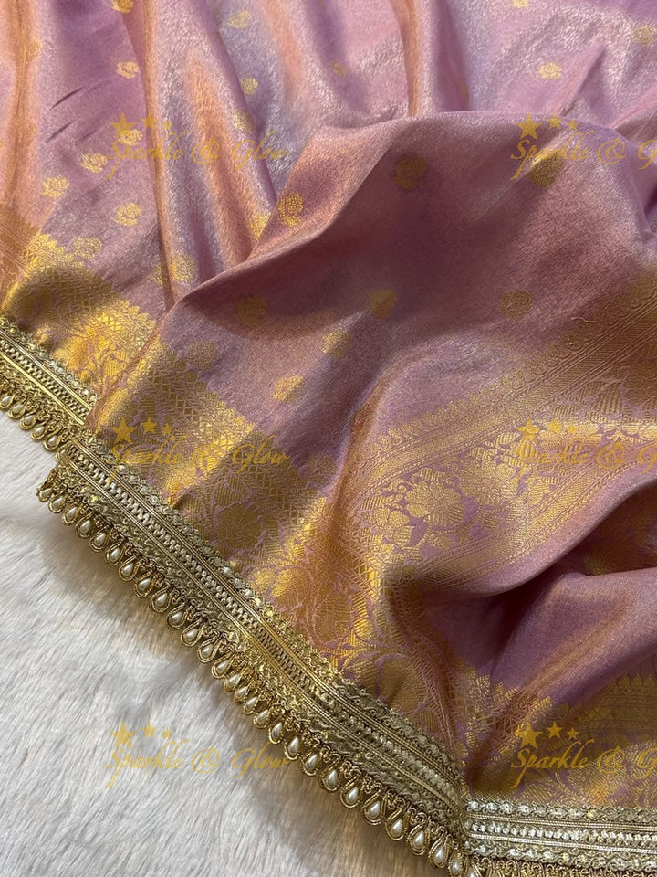 Exquisite Tissue Katan Saree with Gold Zari Design