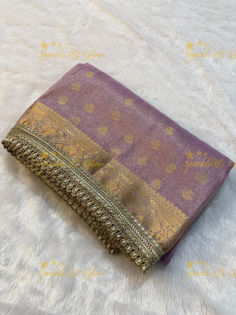 Exquisite Tissue Katan Saree with Gold Zari Design